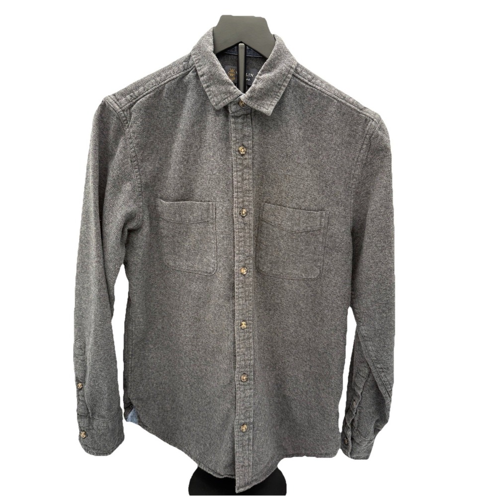 Wallin Bros Shirt Mens Small Gray Button Up Long Sleeve Brushed Cotton Slim Fit